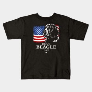 Proud Beagle Dad American Flag patriotic dog Kids T-Shirt